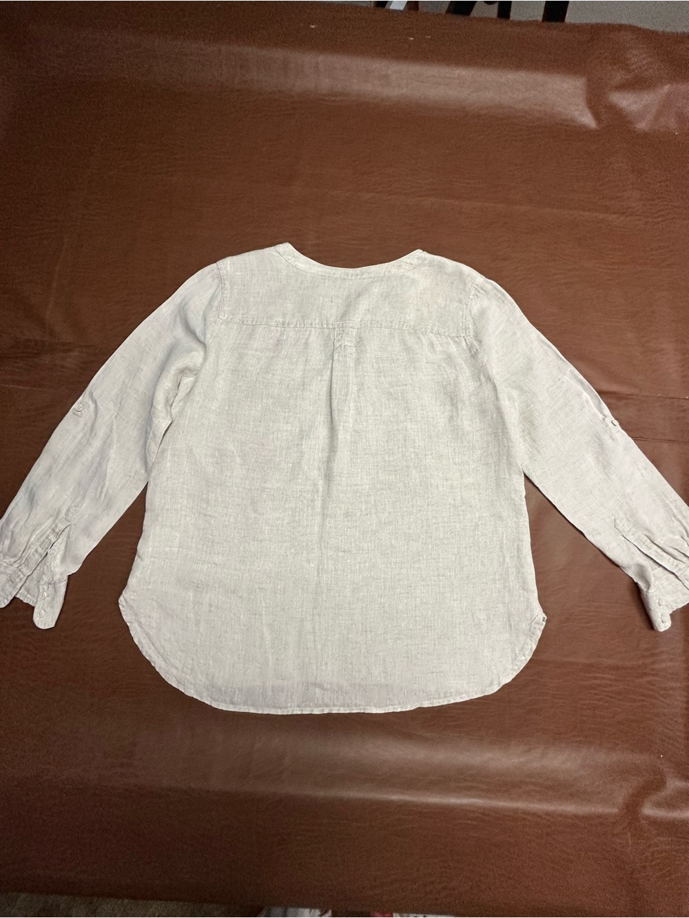 Talbots Off-White 100% Linen Button-Front Casual Shirt - Picture 4 of 6